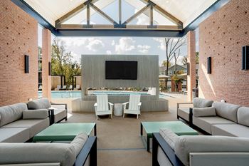Outdoor lounge with tv